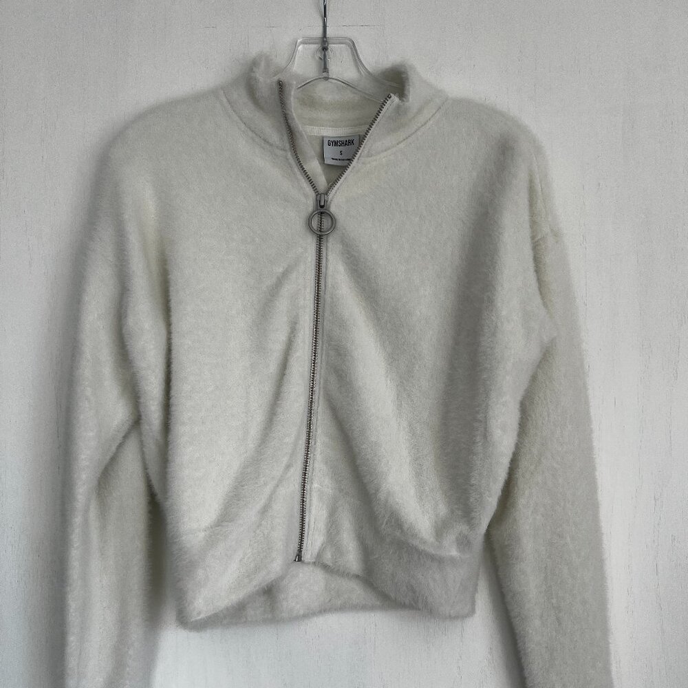 LIKE NEW Gymshark Whitney Eyelash Knit Jacket - Skylight White Size Small - Picture 3 of 7